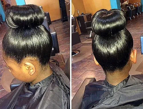 High Glossy Bun With Center Part