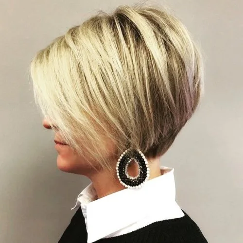 Choppy Blonde Stacked Bob