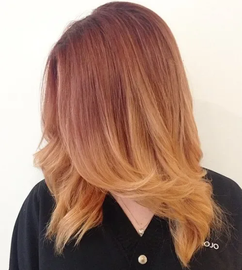 Auburn To Strawberry Blonde Ombre Waves