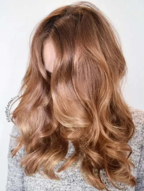 Honey Strawberry Blonde Loose Curls Lob