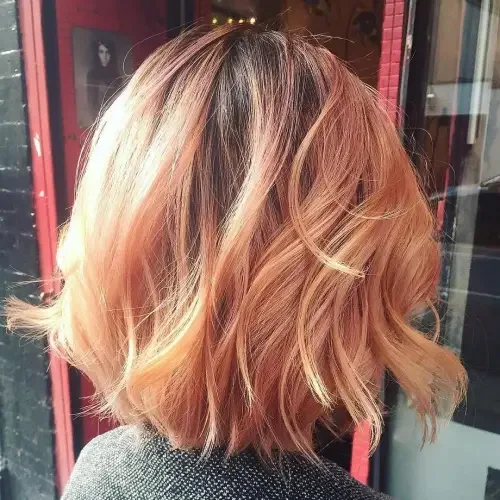 Shaggy Strawberry Blonde Layered Lob Lob