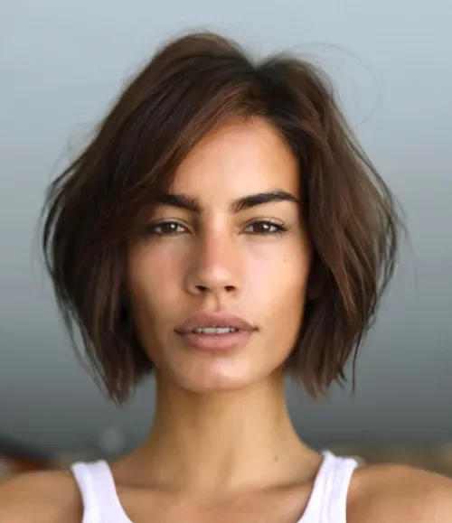 Shaggy Brunette Choppy Bob Bob