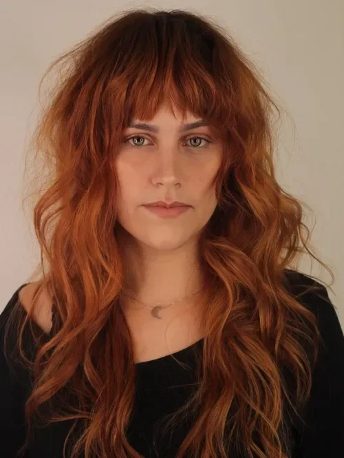 Copper Shag With Wispy Bangs Shag
