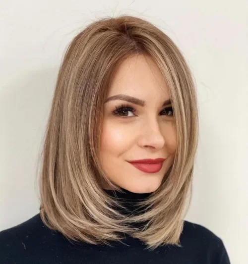 Feathered Brown Bob With Highlights Bob