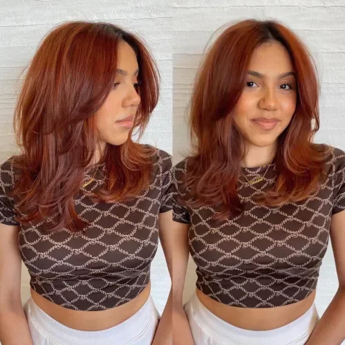 Deep Auburn Layered Crop Lob