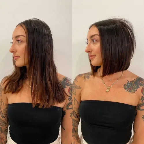 Straight Dark Brown Blunt Bob Bob