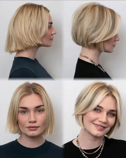 Short Blonde Bob With Flipped Ends Bob