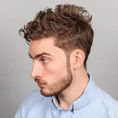 Tapered sides with a longer wavy top in deep brown