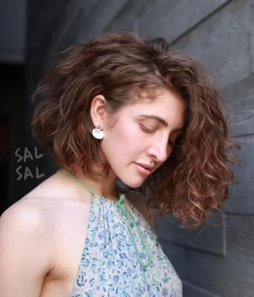 Copper Curly Shoulder Cut