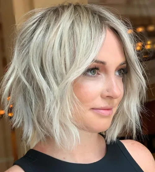 Platinum Blonde Shag With Volume