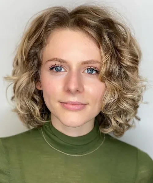 Short Curly Blonde Bob