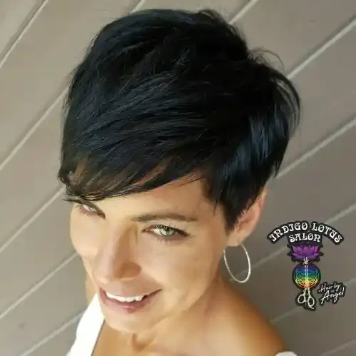 Dark Side-Swept Pixie With Fringe