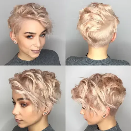 Honey Blonde Wavy Texture Pixie