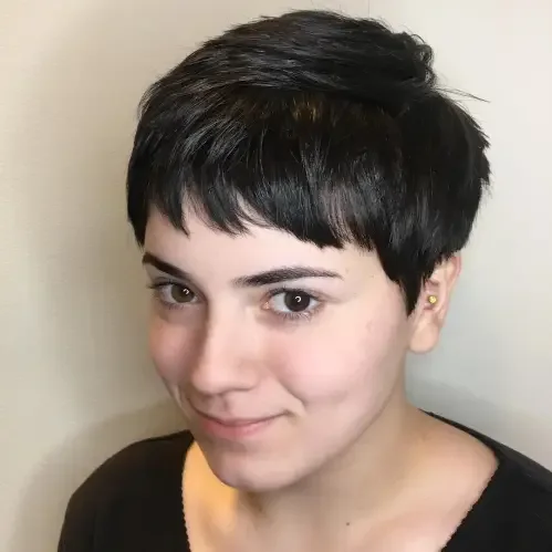Jet Black Straight Fringe Pixie