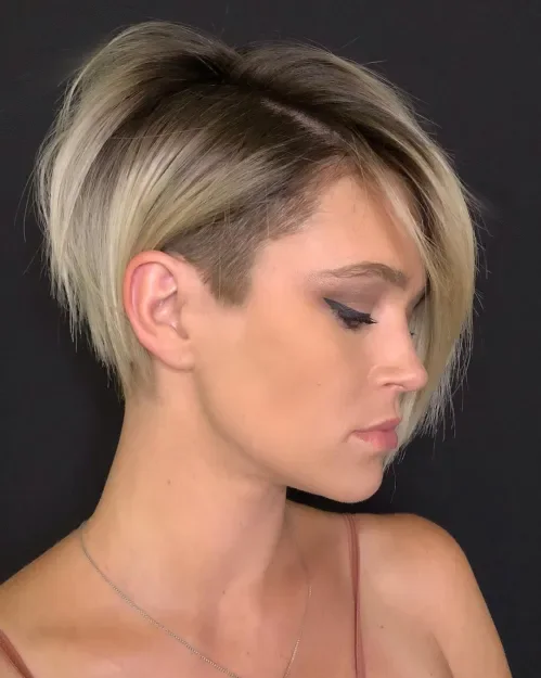 Blonde Undercut Sweep Pixie