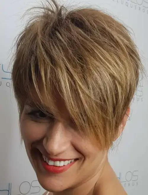 Warm Brunette Layered Pixie
