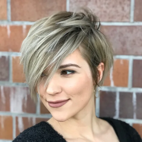 Side-Swept Shaggy Pixie With Fringe