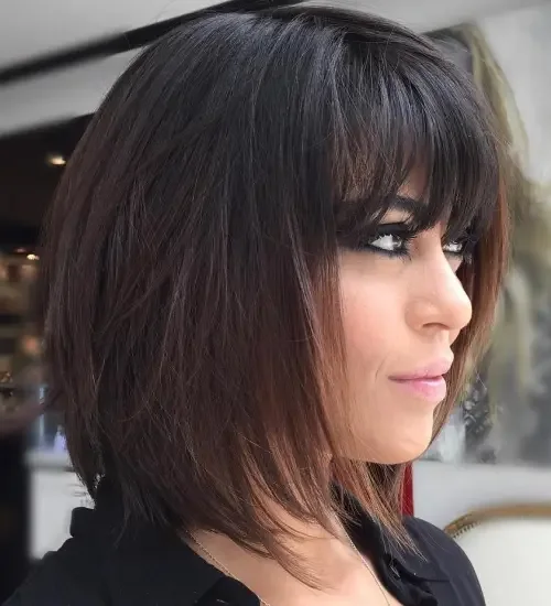Feathered Bangs Layered Bob
