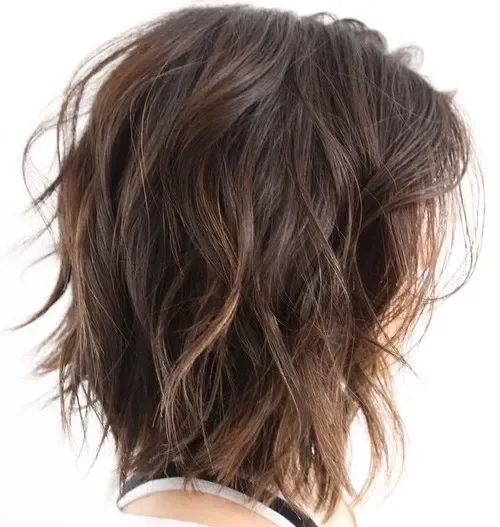 Shoulder-Length Tousled Wavy Bob