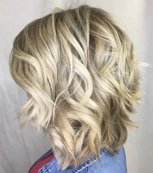 Voluminous Blonde Shag Bob