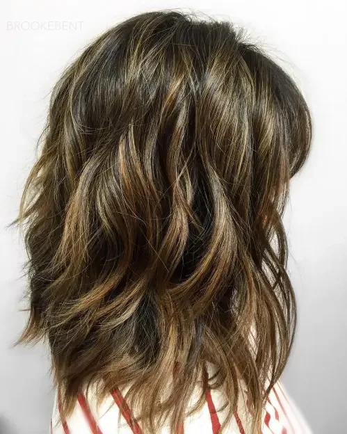 Caramel Rooted Shag Layers