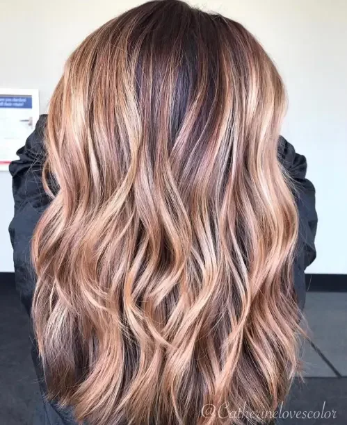 Long Brown With Vertical Caramel Veins