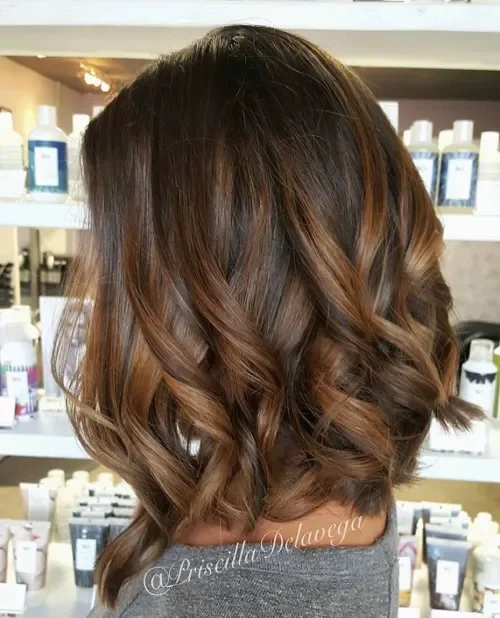 Cinnamon-Caramel Medium Layered Waves