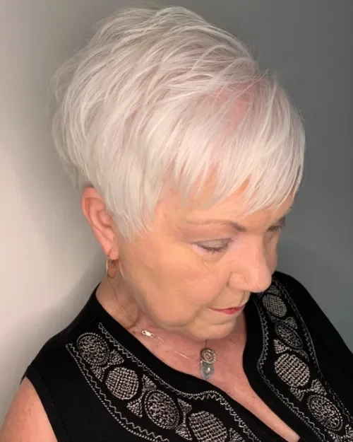 White Blended Pixie With Side Layers