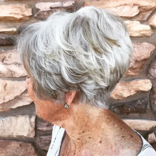 Silver Gray Curled Feather Bob