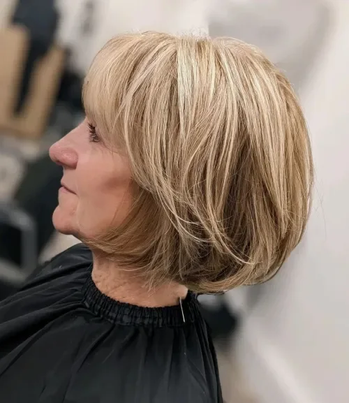 Honey Blonde Rounded Bob