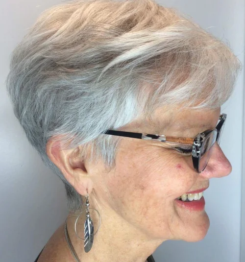 Ash Blonde Side-Swept Pixie