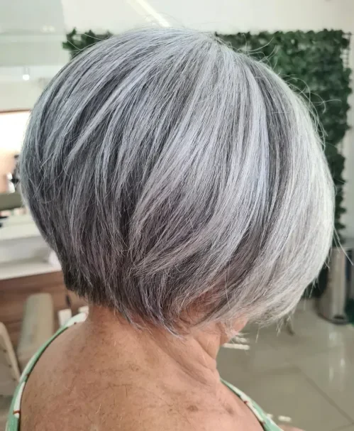 Smoky Gray Shaggy Round Pixie