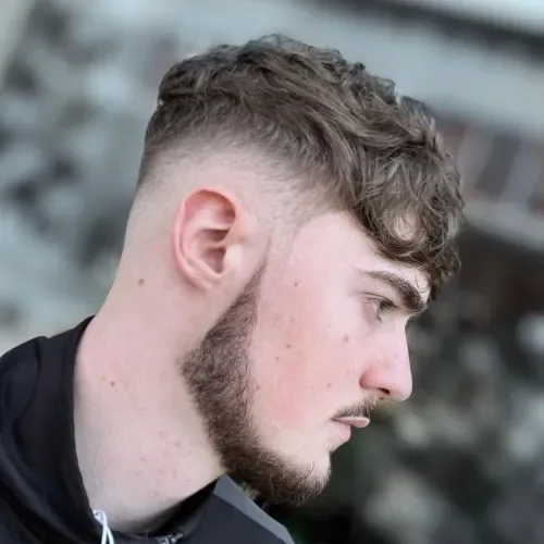 Side-Parted Wavy Quiff Fade