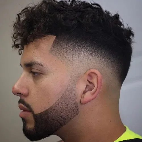 Curly Side Fade With Texture