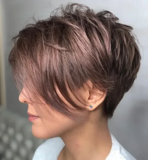 Brown With Rose Balayage Pixie