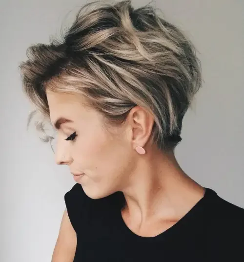 Blonde Balayage Side-Swept Pixie