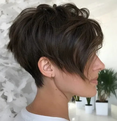 Dark Textured Pixie With Volume