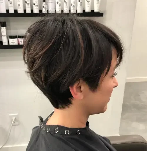 Side-Swept Dark Bob Pixie