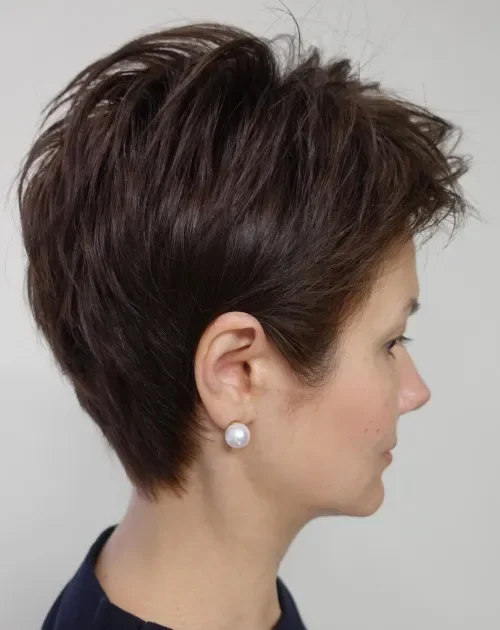 Brunette Textured Flipped Pixie