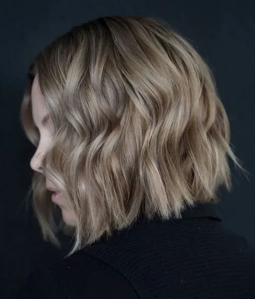 Razored Neck-Length Wavy Bob