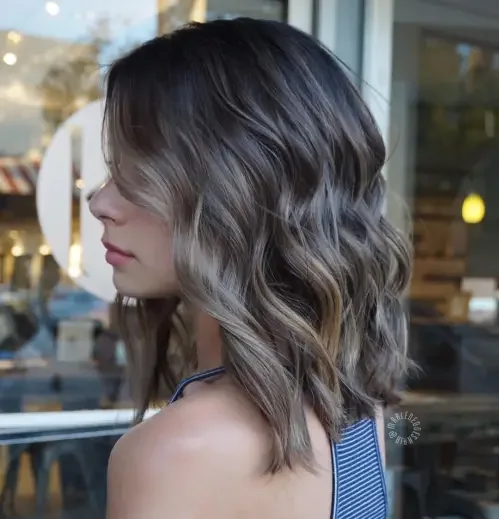 Wavy Brown Lob With Texture