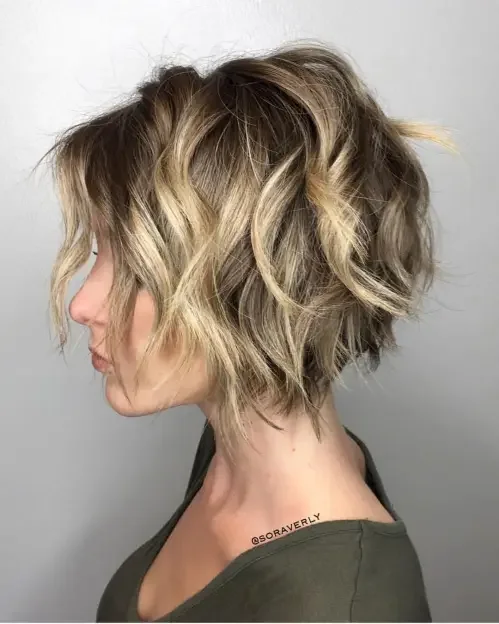 Piecey Choppy Brown With Highlights Bob
