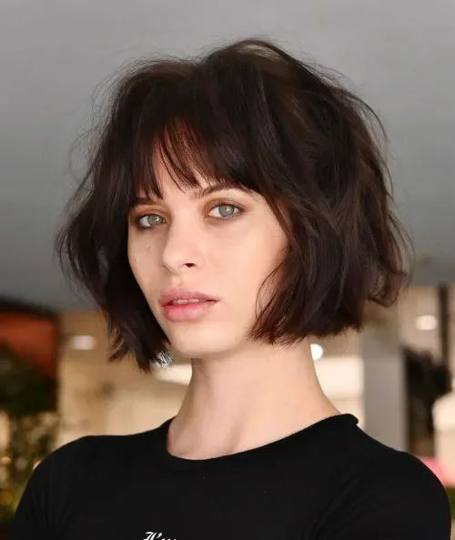Tousled Bob With Curtain Bangs