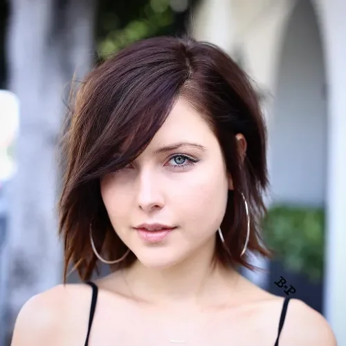 Edgy Neck-Length Bob With Side Bangs