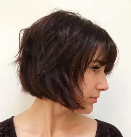 Brown Bob With Long Wispy Bangs