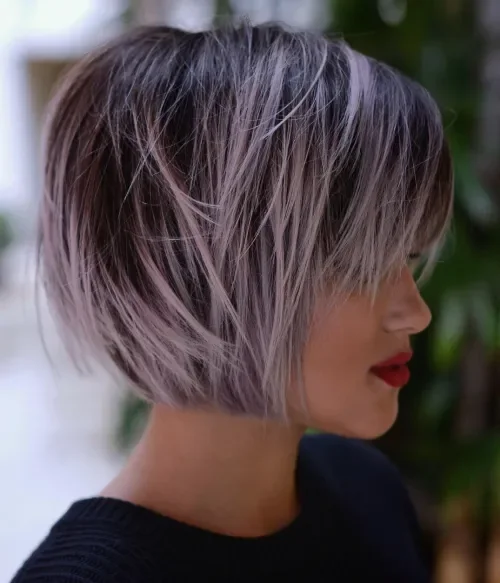 Smoky Ash Bob With Wispy Layers