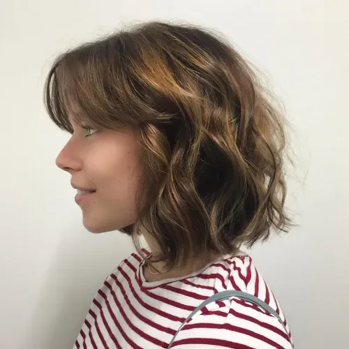 Wavy Bob With Bardot Bangs