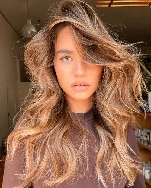 Honey-Caramel Reddish Balayage Lob