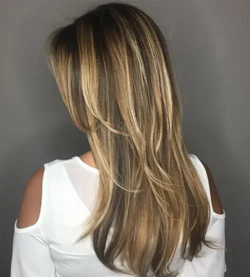 Caramel Blonde Curtain Layer Lob