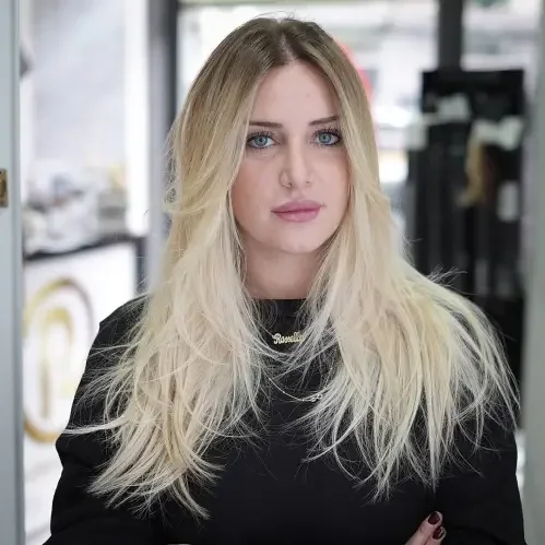 Long Blonde Shag With Wispy Layers